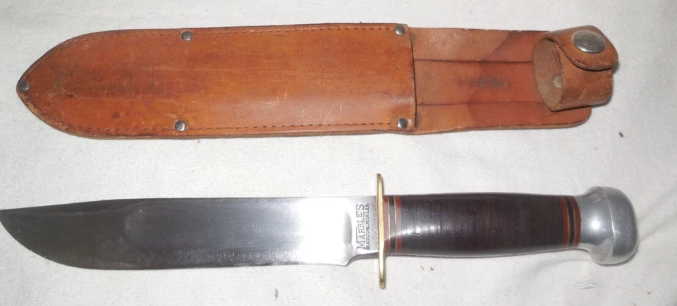CUCHILLO Y VAINA DE CUERO VINTAGE CANICAS 7" HOJA FIJA Foto 4 de 4