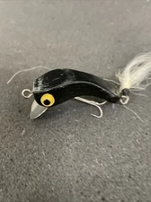 Vintage Catch-All Frog - Fishing Lure Glass Eyes  - Black Frog -