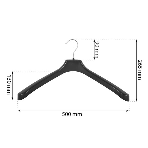 10 Garderobenbügel Kleiderbügel Anti Rutsch 50 cm schwarz Kunststoff groß - Bild 2 von 4