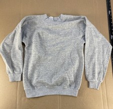 Vintage 70s 80s Youth Kids Blank Plain Hanes Gray Sweatshirt Tee USA Made L 14