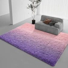4' x 6' Modern Indoor Living Room Bedroom Home Area Rugs, Light Purple Pink Rug