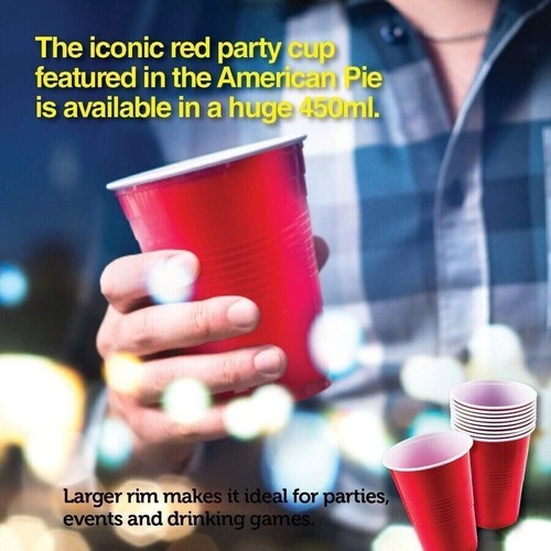 Reusable 100-500 x American RED Party Cups Plastic beer Pong 450ml USA Drink - Picture 20 of 26