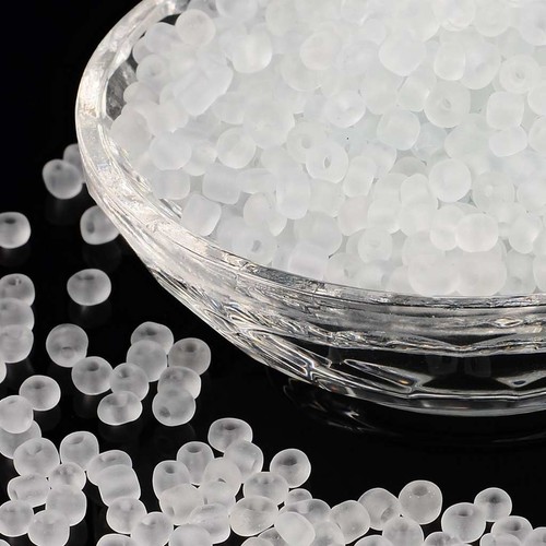 Lot De 500 Perles De Rocaille Transparentes Givrées 4mm (taille 6/0) - Pour Création De Bijoux, Broderie - Perles Rondes