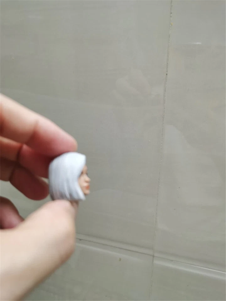 Modelo esculpido cabeza de caballero pelo gris 1:12 para figura de soldado femenino de 6" juguetes corporales Foto 3 de 4