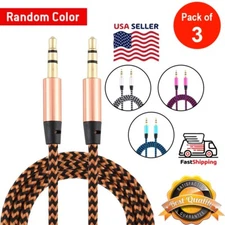 3X AMZER 3.5mm Jack Male to Male Audio Stereo Cable Aux Nylon Cord - 1m
