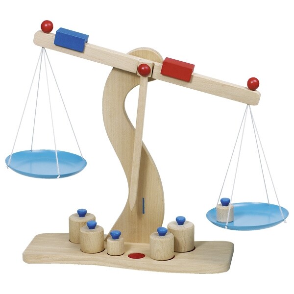 Waage Aus Holz Kaufladen Gewichte Balkenwaage Holz Kinder Spielzeug-image