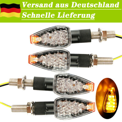 4X LED 12V Universal Motorrad Roller Mit E-Geprüft Blinker Miniblinker 10MM