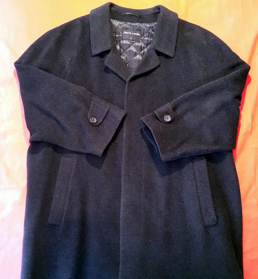 VINTAGE AUTHENTIC PIERRE CARDIN BLACK CASHMERE WOOL MENS JACKET COAT-US42/EU52 - Image 4 of 4