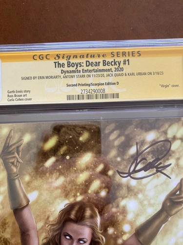 The Boys: Dear Becky #1 CGC SS 9.8 signed Antony Starr Karl Urban Quaid Moriarty - Picture 6 of 8