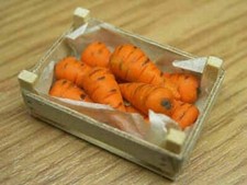 Dollhouse Miniature Carrots in a Box by Delph Miniatures