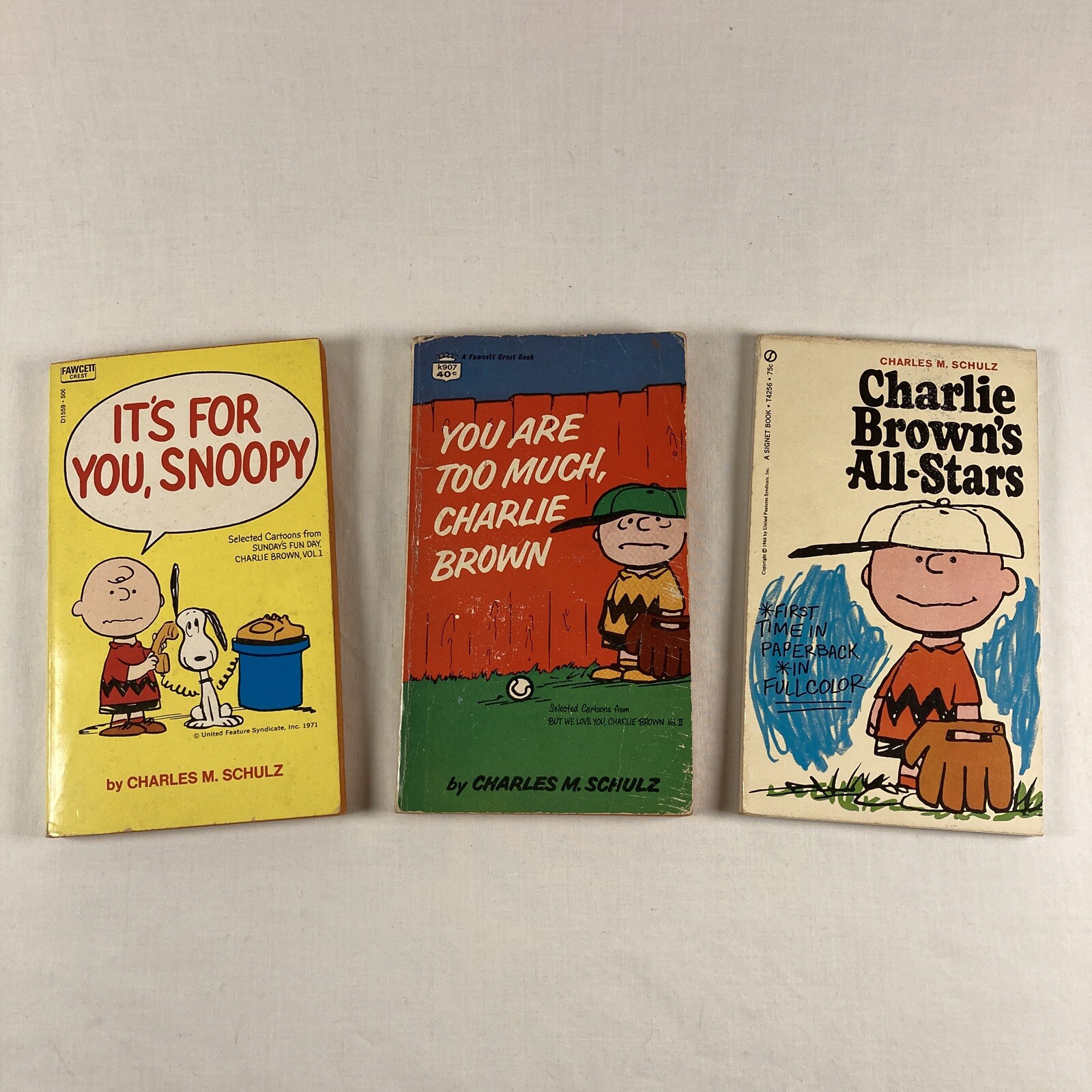 Vintage Charlie Brown Snoopy Peanuts Lot Of 3 Paperback Books by Schulz 1966