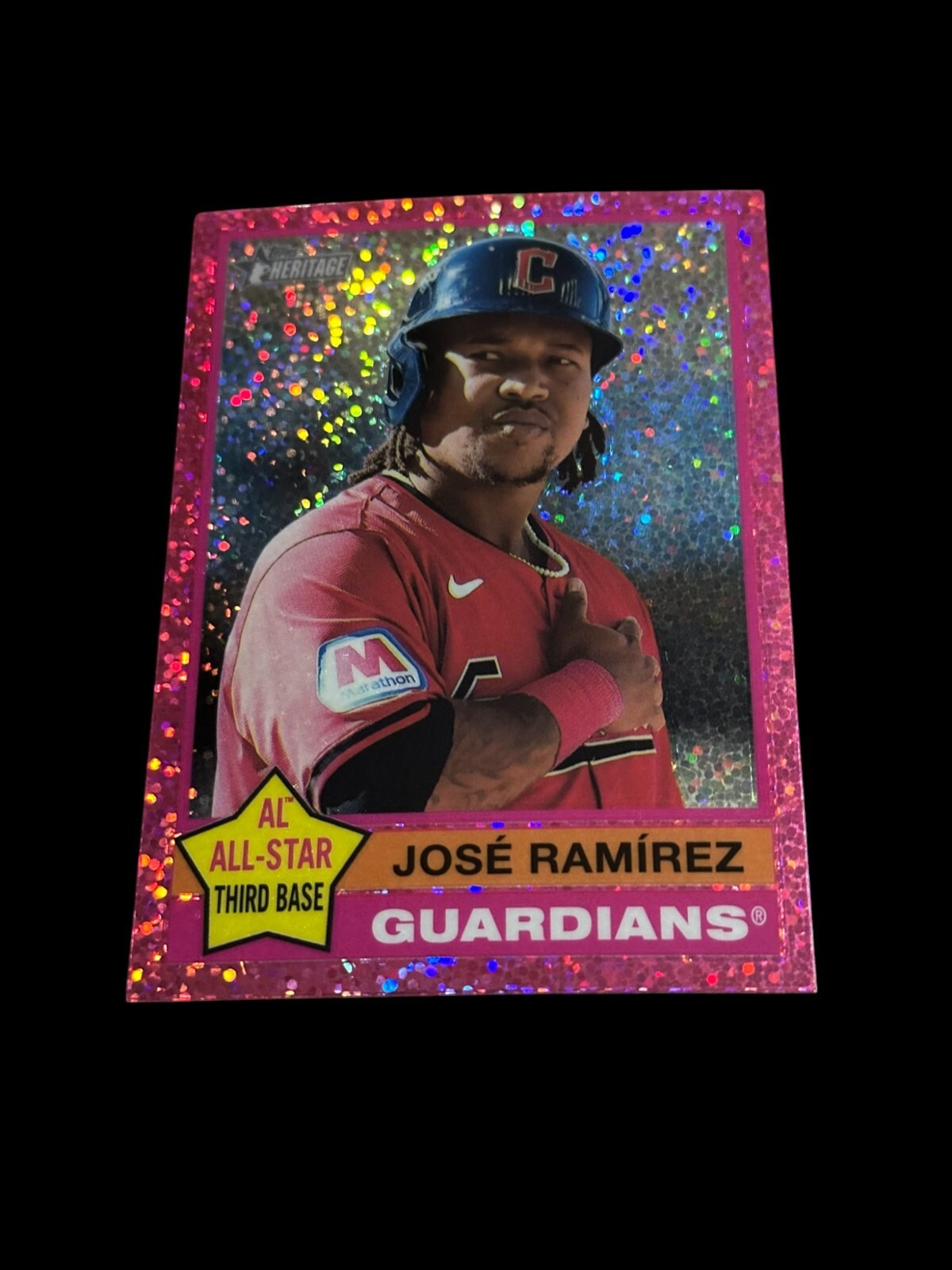2025 Topps Heritage - Jose Ramirez #169 Chrome Pink Sparkle Refractor
