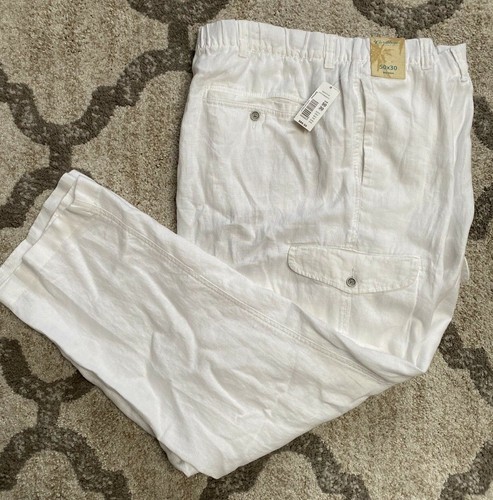 100% Linen Drawstring Cargo Pants 