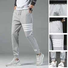 Men Activewear Track Pants Joggers Training Sweatpants 4-Stripes Stretch Trouser