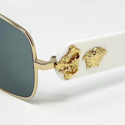 Versace VE2207Q-134187 Gold White 38mm Metal Medusa Men's
