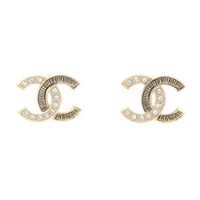 Chanel Coco Mark Rhinestone Earrings Women Gold One Size 672961