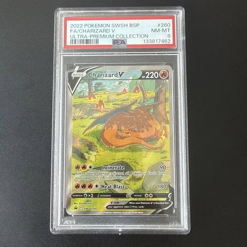 Pokémon TCG Charizard v SWSH260 Black Star Promo Holo Card - PSA 8