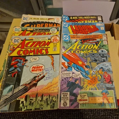 6x Vintage DC Comic Books superman action Comics legion super heroes