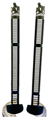 Two Black Metal CD Tower Rack Stand Holds 65 CDs 83” Tall Media Storage ...