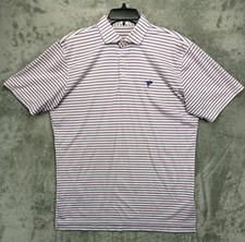 Holderness Bourne Mens "The Sutton" Polo Shirt Sz L Red Striped Golf Performance
