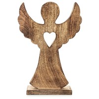 Engelfigur Engel Figur Holzdeko Aus Holz Mit Herz 25,5X36Cm