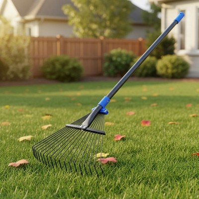 Heavy Duty Adjustable Leaf Rake with Long Handle for Effortless Yard Work