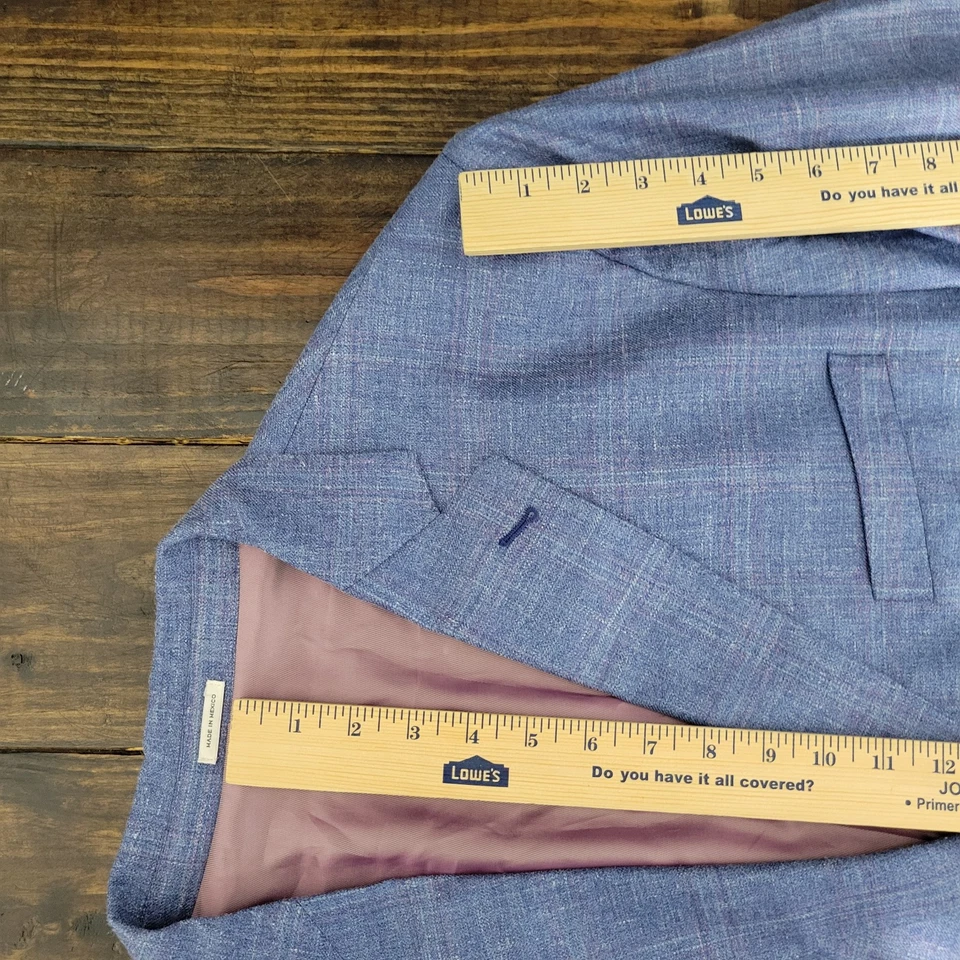 Abrigo Blazer Deportivo Joseph Abboud Para Hombre Dos Botones Azul A Cuadros LANA SEDA LINO 50L Foto 4 de 4