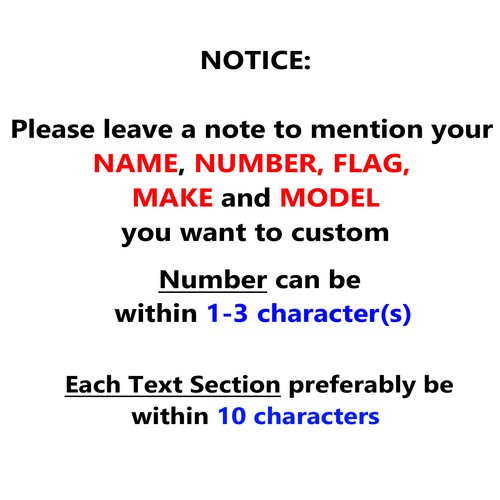 Custom Number Name Flag Model Sticker Glossy Matte Magnet For Car Racing WH x2 - Picture 3 of 9