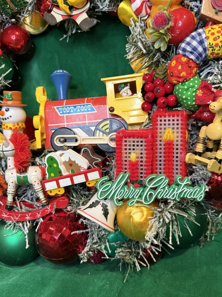 "Guirnalda kitsch navideña vintage de 17,5"" años 80 cuidado infantil oso Santa Garfield CPK Foto 4 de 4