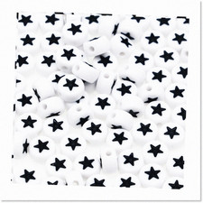 200 White Acrylic Star Beads for Jewelry Making