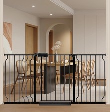 Baby Gate 52.76  -62.20  Extra Wide, Dog Gate, Pressure Mounted, Black