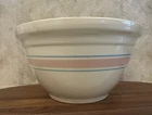 Vintage Large McCoy 12” Mixing Bowl Pink Blue Stripe Oven Ware USA Mid Century