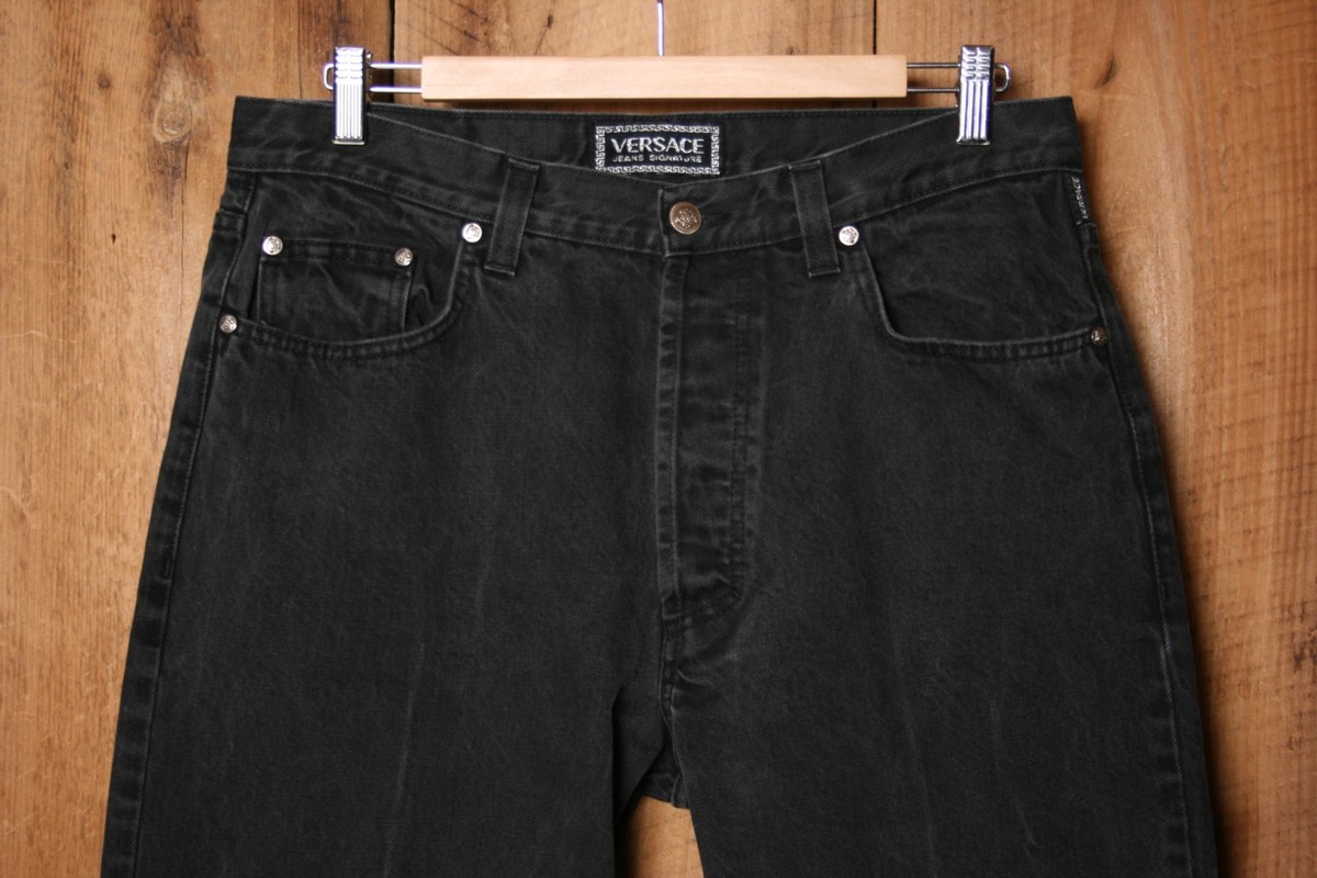 Vintage VERSACE Straight Leg Button Fly Black Denim Jeans