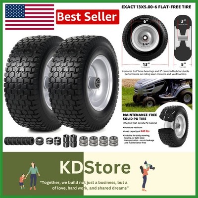 Solid 13x5.00-6 Tire & Wheel Assembly for Garden Tractors   2 Included