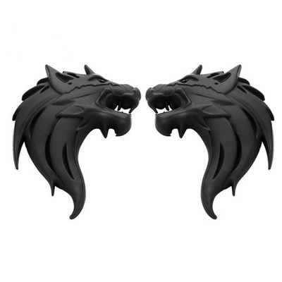 2pcs Cool Wolf Head Car Side/Rear/Front Decorations Badge Emblem 3D Self-Adhe...