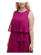 JESSICA HOWARD Womens Sleeveless Round Neck Midi Evening Hi-Lo Dress Plus