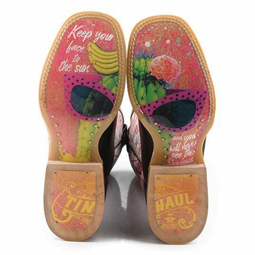 Botas para mujer Tin Haul Pinktalicious suela tonos cactus hechas a mano marrón - Imagen 2 de 3