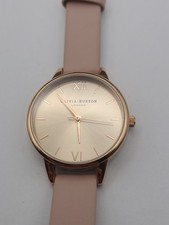 Olivia Burton London Watch Women Rose Gold Case Leather Band New Battery Working