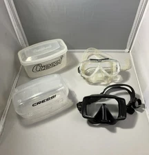 Lot Of 2 Cressi SF1 Squared Frameless Dive Mask-Black And Clear Cressi Onda Mask