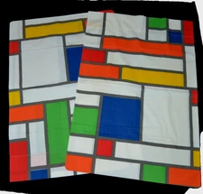 Vtg YSL COLORBLOCK Pillowcases Utica Standard ABSTRACT ART YVES SAINT LAURENT