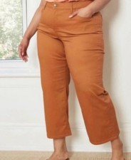 Ava  Viv Coral Women  s Atoll Wide Leg Cropped Stretch Pants Size 24W NWT