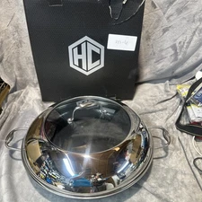 HexClad Hybrid Nonstick 14-Inch Frying Pan with Stainless Steel Lid, Stay-Cool H