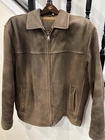 Dockers Mens Heavy Duty Brown Genuine Leather Bomber Jacket Full Zip Nice ? LG