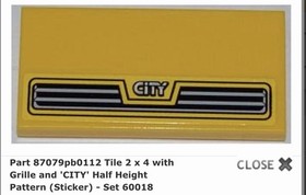 LEGO Tile 2x4 Grille and 'CITY' Half Height Pattern (Sticker) 60018 Cement Mixer