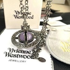   In Box/Drawstring  Vivienne Westwood Small Orb Necklace Purple Flower Gunmetal