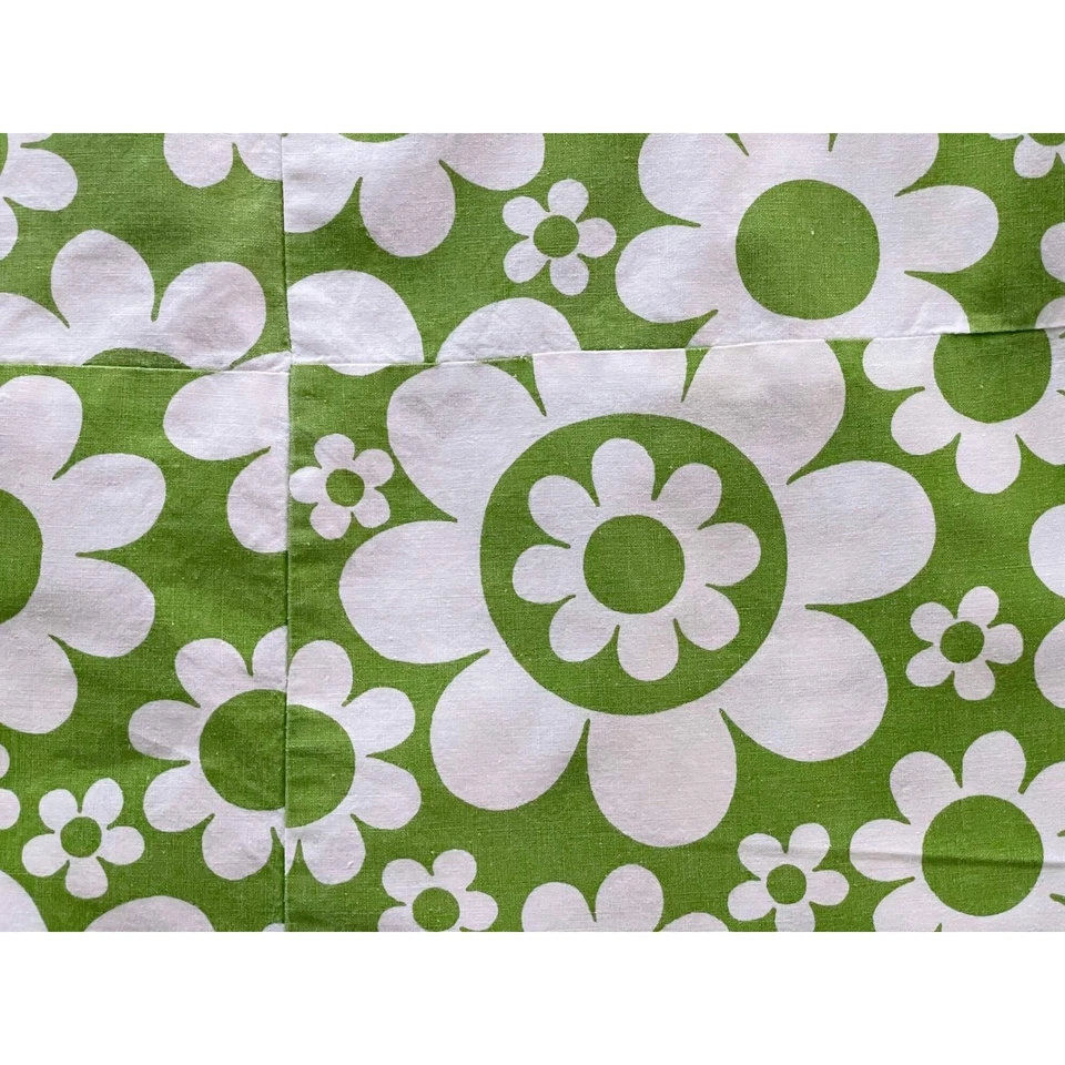 Robe vintage années 60 en coton à fleurs, vert fait main sans manches mod... - Photo 4/4