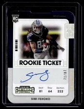 2021 Panini Contenders Rookie Ticket Stub Auto Simi Fehoko 71/87 #141