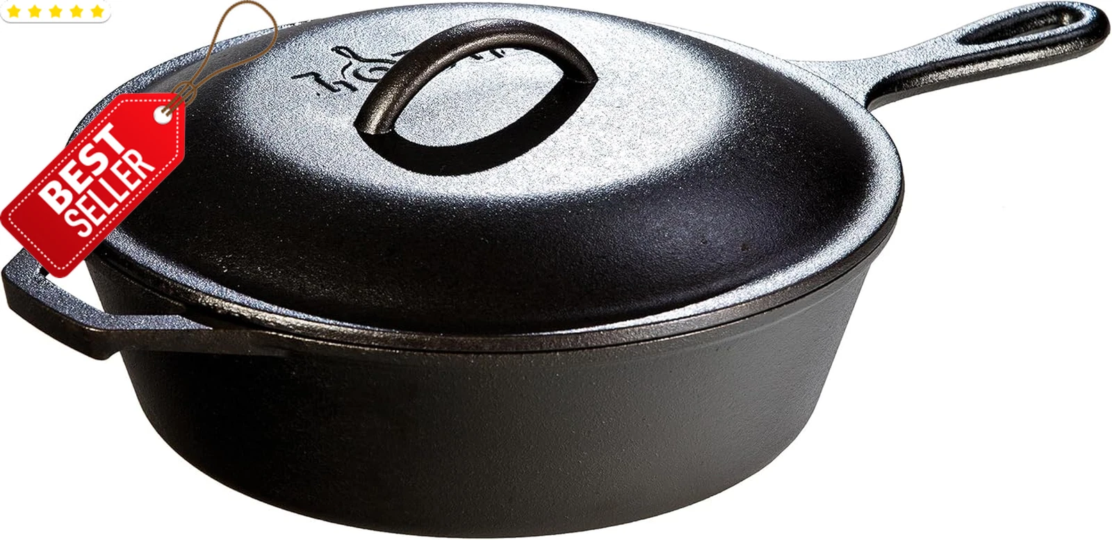 3Qt Pre-Seasoned Cast Iron Deep Skillet with Lid US
