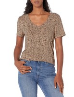 Amazon Essentials Damen Tunika V-Ausschnitt Hellrosé Leopardenmuster
