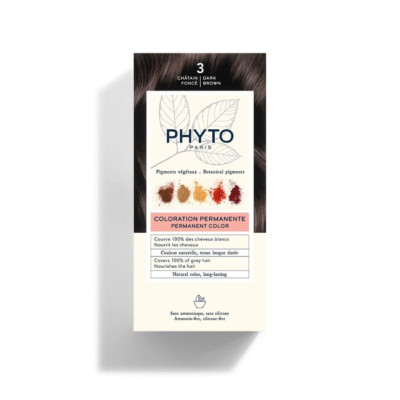 Phyto Hair Color Kit 3 Dark Brown Hair Coloring Without Ammonia